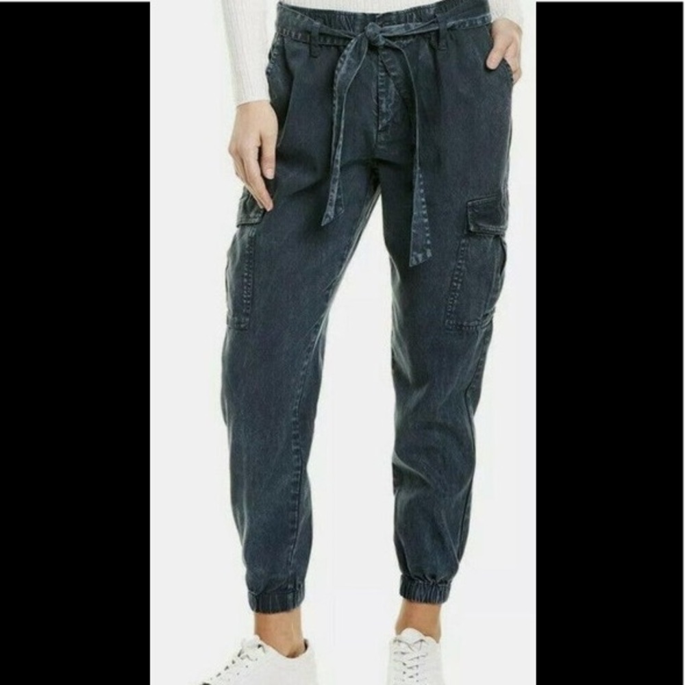 Young Fabulous & Broke Tencel Jogger Pants Cargo Belted Washed Gray Relaxed Fit